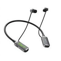 Écouteurs sans fil Bluetooth 5.4 à tour de cou avec affichage numérique, chargement Type-C, écouteurs magnétiques pour le sport et les voyages