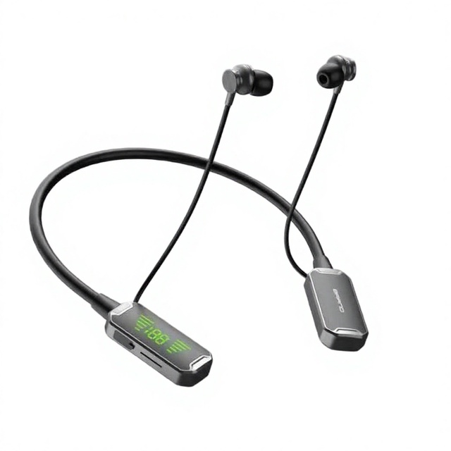 Bluetooth 5.4 Wireless Neckband Earphones Digital Display Headset Type-C Charging Magnetic Buds for Sports Travel