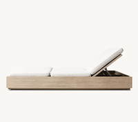 Chaise longue pliante double réglable en teck MARBELLA, lit de repos pour hôtel, mobilier de jardin moderne pour extérieur et patio