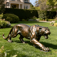 Sculpture de léopard réaliste en bronze sur mesure, taille réelle, statue de guépard sauvage simulée pour la décoration extérieure de villas de luxe et de jardins