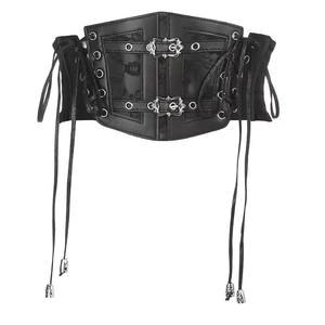 Ceinture élastique pour femme, style rétro européen et américain, en dentelle noire, en polyester/coton, fine, décontractée, cintrée, unie, tissée, pour les fêtes - Product Image 6