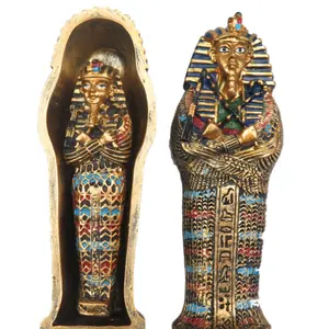 Egyptian King Tutankhamun Pharaoh Sarcophagus Mummy Sculpture Figurine for Art Gifts or Collections