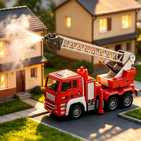 Camion de pompiers RC 4 canaux en gros avec échelle extensible, télécommande 27 MHz, recharge USB, jouet moteur télécommandé pour enfants et garçons, idéal comme cadeau