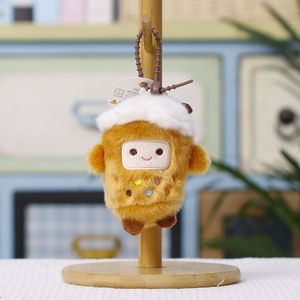 Porte-clés en peluche carré motif dessin animé Fluffy Milk Cap, mini pendentif en peluche douce à poils courts, décor brodé coloré bonbon, cordon de printemps - Product Image 3