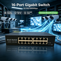 Commutateur réseau Gigabit 16 ports ANPA AP-6016G 10/100/1000 Mbps 38 Gbps Plug and Play QoS Empilable pour caméra IP NVR SMB Bureau