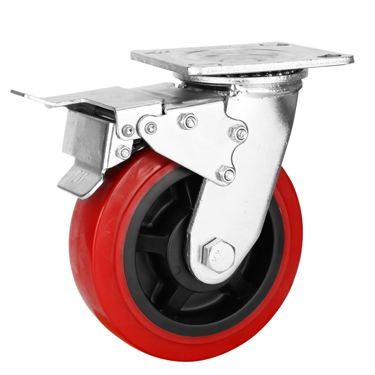 Double Roulement À Billes Pivotant et Rigide Style Fixe Établi Pu Roulette