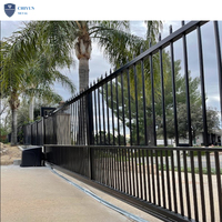 Valla de jardín de acero, piquete de Metal de acero moderno, valla negra, puerta de valla de acero plana forjada de seguridad