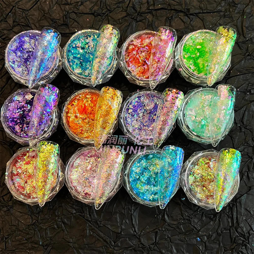 Jinrunli Super aurora scaglie di camaleonte prodotti per unghie grossi fiocchi magici pigmento
