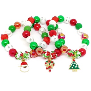 Pulseras de Aleación con Dibujos Animados de Santa Claus, Lindas y Coloridas, Hechas a Mano, Regalos Navideños para Niños - Product Image 1