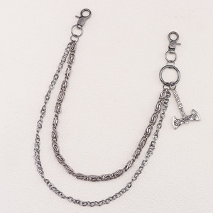 Cadena de cintura de metal de doble capa con colgante de hacha vikinga estilo nórdico, cadena de pantalón punk, cadena corporal de moda casual, plata tibetana - Product Image 6