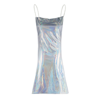 Robe d'été décontractée personnalisable pour filles, style haute couture, avec volants, motif uni, en satin, service ODM, jupe à bretelles bleue