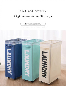 Cesto de lavandería multifuncional Bolsa de almacenamiento de <span class=keywords><strong>ropa</strong></span> sucia Organizador Cesta de lavandería plegable con ruedas - Product Image 6