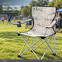 Chaise de camping à dossier haut en gros avec porte-gobelet latéral et logo et motif personnalisés pour spectateurs de sports de plein air