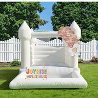 Château gonflable blanc pas cher avec piscine à balles, idéal pour mariage, en PVC 0,55 mm, installation facile, garantie 3 ans