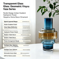 Vase en verre transparent de style nordique, dégradé ambre, pour fleurs hydroponiques, décoration d'intérieur, forme géométrique, série spirale