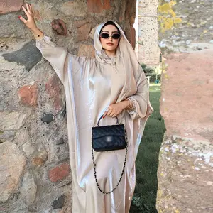 2949 Flash Cotton Abaya Kaftan Dubai French Jilbab Malaysia Saudi Arabia Jilbab One Piece Muslim Women Prayer Dress With Hijab