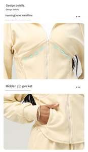 Setelan Olahraga Wanita Musim Gugur/Dingin Grosir 2 Potong, Setelan Sweatshirt Ritsleting dan Celana Olahraga Kaki Lebar - Product Image 3