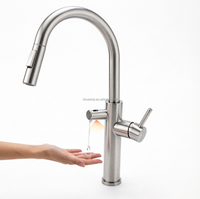 Robinet de cuisine et de salle de bain Shuaiziqi à capteur sans contact 2-en-1 avec affichage LED de la température, rotation à 360°, idéal pour hôtels et hôpitaux
