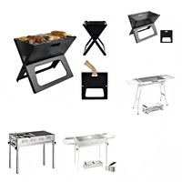 Barbecue à gaz portable pliable en acier inoxydable avec roues, table latérale, couvercle émaillé moderne, pour usage extérieur, camping, terrasse, propane, CE GS