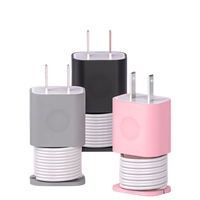 Adaptateur d'alimentation portable flexible étanche Dongrong 20W 18W 2-en-1 avec protecteur de chargeur en silicone et enrouleur de câble de données, épaisseur 2mm