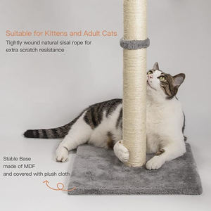 Fournisseurs moderne <span class=keywords><strong>pas</strong></span> <span class=keywords><strong>cher</strong></span> gris en peluche cadre d'escalade pour chat tour d'arbre à chat centre d'activités en sisal avec boule suspendue pour grands chats - Product Image 6