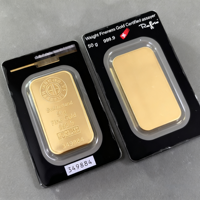 Barre d'or massif en laiton non magnétique plaqué or 24 carats, 1 oz, 10, 20, 31, 50, 100, 1000 grammes, 1 kg