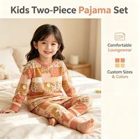 Ensemble pyjama 2 pièces pour enfants, imprimé patchwork floral, manches longues à revers orange, doux, pour la nuit et la maison, pour tout-petits