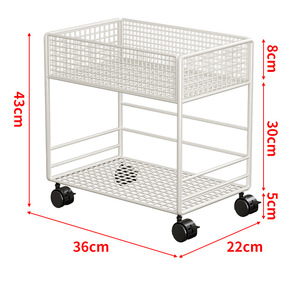 Étagère de rangement pour placard à double niveau en métal, largeur 26 cm, profondeur 77 cm, hauteur 65 cm, avec roulettes et paniers/étagères supérieurs et inférieurs - Product Image 6