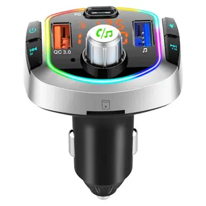 Factory Price QC3.0 Fast Charge Car Bluetooths MP3 Player Colorful Atmosphere Light FM Transmitter Lossless Music
