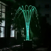 Fuente Decorativa con Forma de Flor para Jardín Exterior, Boquilla de Acero Inoxidable con Sistema de Iluminación LED Automático