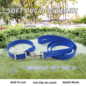 Muker Wholesale PVC Pet Adjustable <b>Dog</b> <b>Leash</b> Quick Release Solid Comfortable and Soft Pattern with Rivet Decoration 20+ Colors - Product Image 2