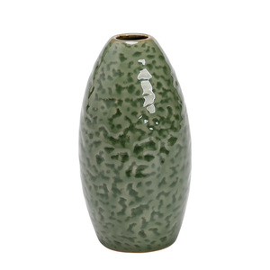 Vase en céramique Celadon, glaçure verte bambou, motif pierre, petit porte-fleurs pour décoration intérieure, ornement de table à thé - Product Image 5