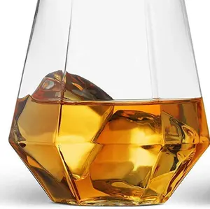Vaso hexagonal personalizado para vino, whisky, vaso de vidrio