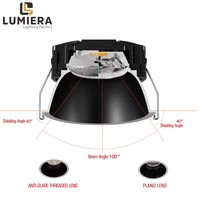 Ambient 4x4 LED Downlights 9 Inch Hole Anti-Glare 12W/20W/30W CCT Éclairage de plafond encastré IP44 pour hôtels et villas