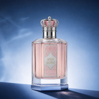 Flacon de parfum vide de haute qualité, transparent et brillant, 30 ml, 50 ml, 100 ml, avec bouchon élégant en forme de couronne personnalisé et coffret cadeau.