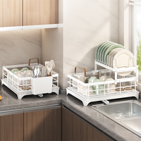 Promotion : Égouttoir de cuisine 2 niveaux facile à installer pour vaisselle, assiettes et bols