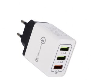 อะแดปเตอร์แปลงไฟแบบสามพอร์ต 3A QC3.0 USB ชาร์จเร็ว สำหรับโทรศัพท์มือถือแอนดรอยด์ ใช้ได้กับมาตรฐานยุโรป อเมริกา และอังกฤษ - Product Image 5