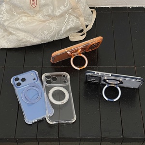 เคสโทรศัพท์ใสแม่เหล็กคุณภาพสูงสำหรับ iPhone 18 17 Pro Max พร้อมขาตั้งวงแหวนโลหะ 360 องศา ปุ่มสัมผัส AI ป้องกันด้านหลัง - Product Image 3