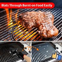 Brosse de nettoyage électrique rechargeable pour barbecue 800 tr/min, avec poils en acier inoxydable et lumière LED pour barbecue extérieur