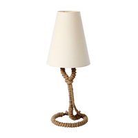 Vente en gros d'abat-jour en tissu LED décoratif américain rustique en métal personnalisé corde de chanvre lampe de table flexible moderne pour bureau de chevet et hôtel