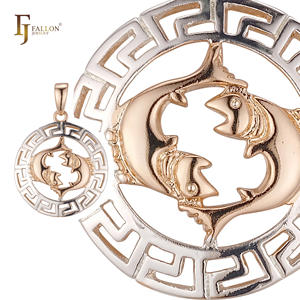 Кулон FJ Fallon Fashion Jewelry, знак зодиака, греческий стиль, с ореолом, покрытие из розового золота, двухцветный - Product Image 4