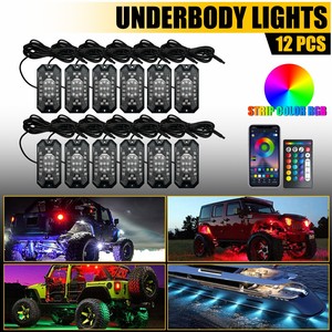 12 lampes LED RGB pour éclairage de dessous de caisse, étanches, pour voiture et camion, 12V 24V, avec télécommande, éclairage d'ambiance - Product Image 5