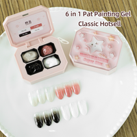 Gel à ongles Pat Pat Youth Rose 6 en 1, 10 couleurs, palette de gel à tamponner à 4 compartiments, poudre à effet dégradé, peinture à ongles, effet UV, gel à tamponner