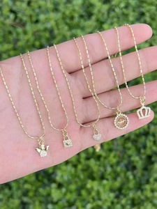 Elegant jewelry Mini <b>Angel</b> Lock heart Crown Necklace zircon <b>charms</b> for Women - Product Image 2