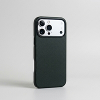 Coque de téléphone de luxe durable pour iPhone 18 Pro Max, étui noir en cuir bio Cactus