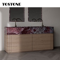 Tostone, magnifique vasque en marbre rouge Rosso naturel, design simple pour appartements, villas, hôtels, décoration intérieure de salle de bain