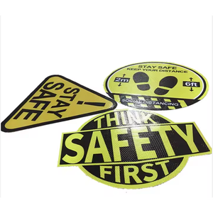 High Visibility Heat Transfer Eco-friendly Waterproof PVC Safety Floor Signs Durable Anti-Slip Industrial Warning Stickers