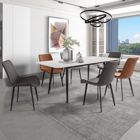Karois — ensemble de table à manger simples en marbre, 6 places, avec jambes noires