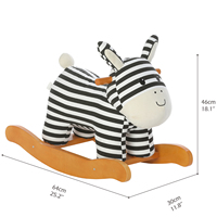 Chaise à bascule en bois massif pour bébé, en toile et contreplaqué, avec jouet en peluche rayé zèbre âne, cheval à bascule en bois adorable