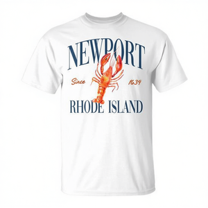 T-shirt Newport Rhode Island depuis 1639, motif homard, vêtements en coton blanc pour hommes - Product Image 2